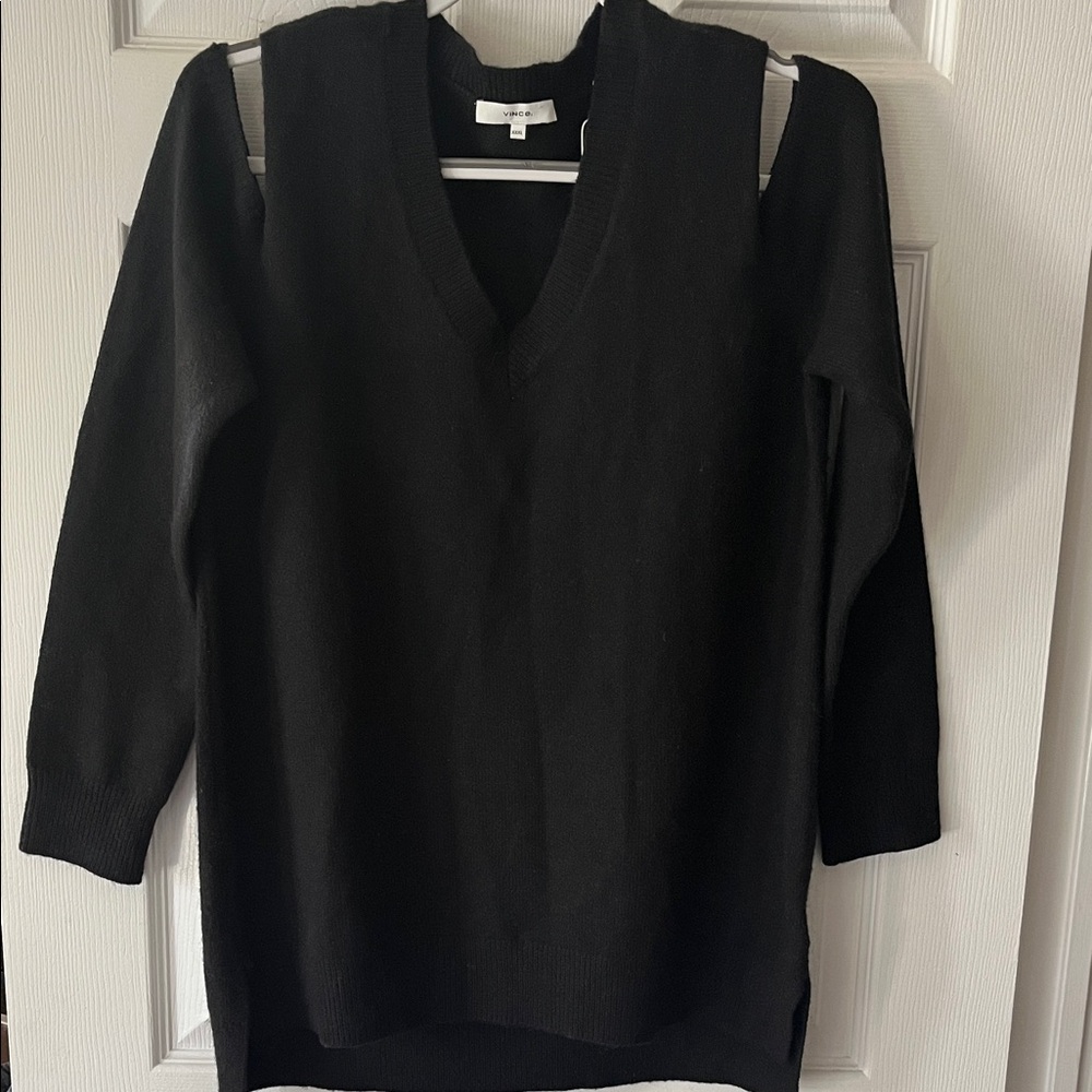 Vince Classic Black V-Neck Sweater